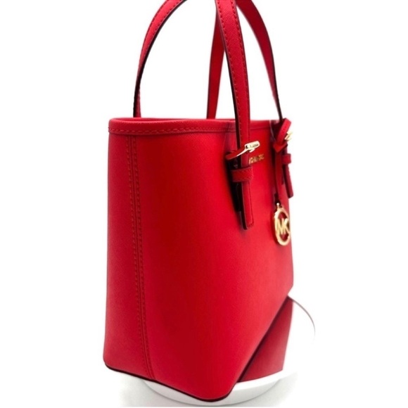 Michael Kors Jet Set Travel Extra-Small Top Zip Tote Bag Red